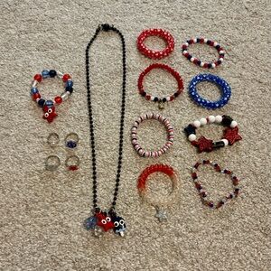 Girls Red, White, and Blue Jewelry Bundle
